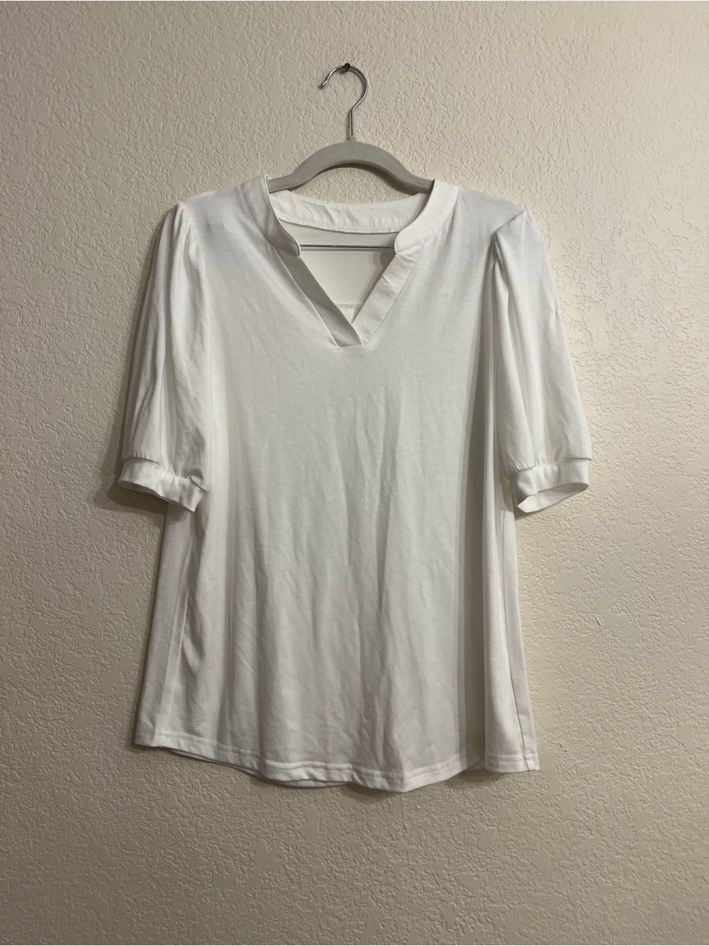 Women's White Short-Sleeve V-Notch Tee